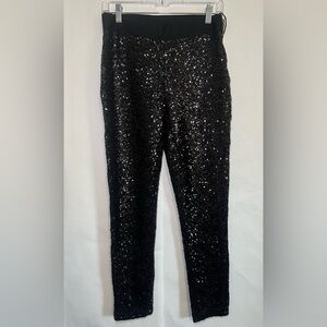 GAP Black Sequin Pants Women’s Small Pull On Party Disco Glam Holiday NWT!